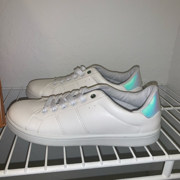 Fashion Nova Shoes White Tennis Shoes With Hologram Back Poshmark
